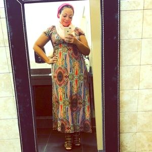 Gorgeous mango and melon colored paisley dress